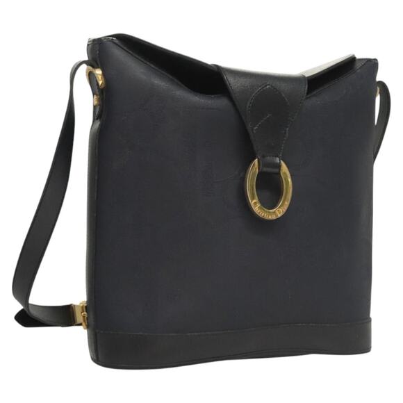 DIOR Trotter Canvas Shoulder Bag Pvc Navy Gold - Picture 1 of 16